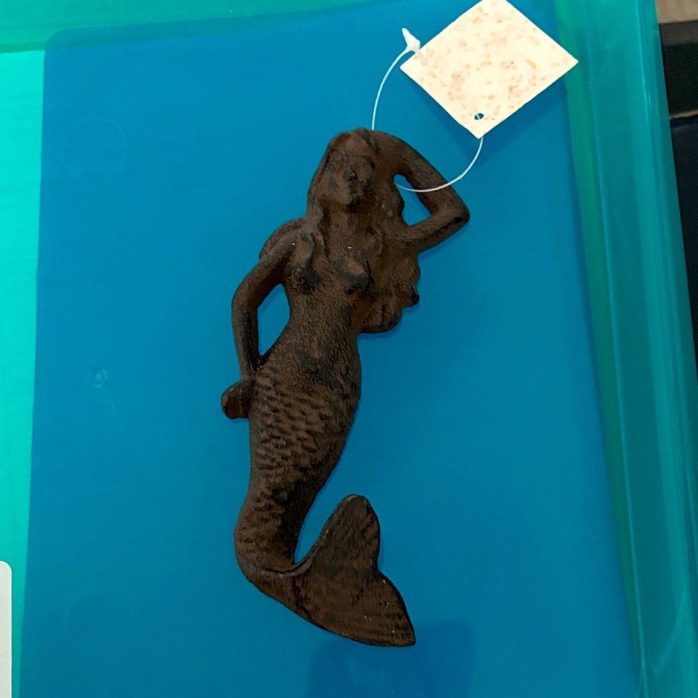 Brown Cast Iron Mermaid Wall Decor vintage look